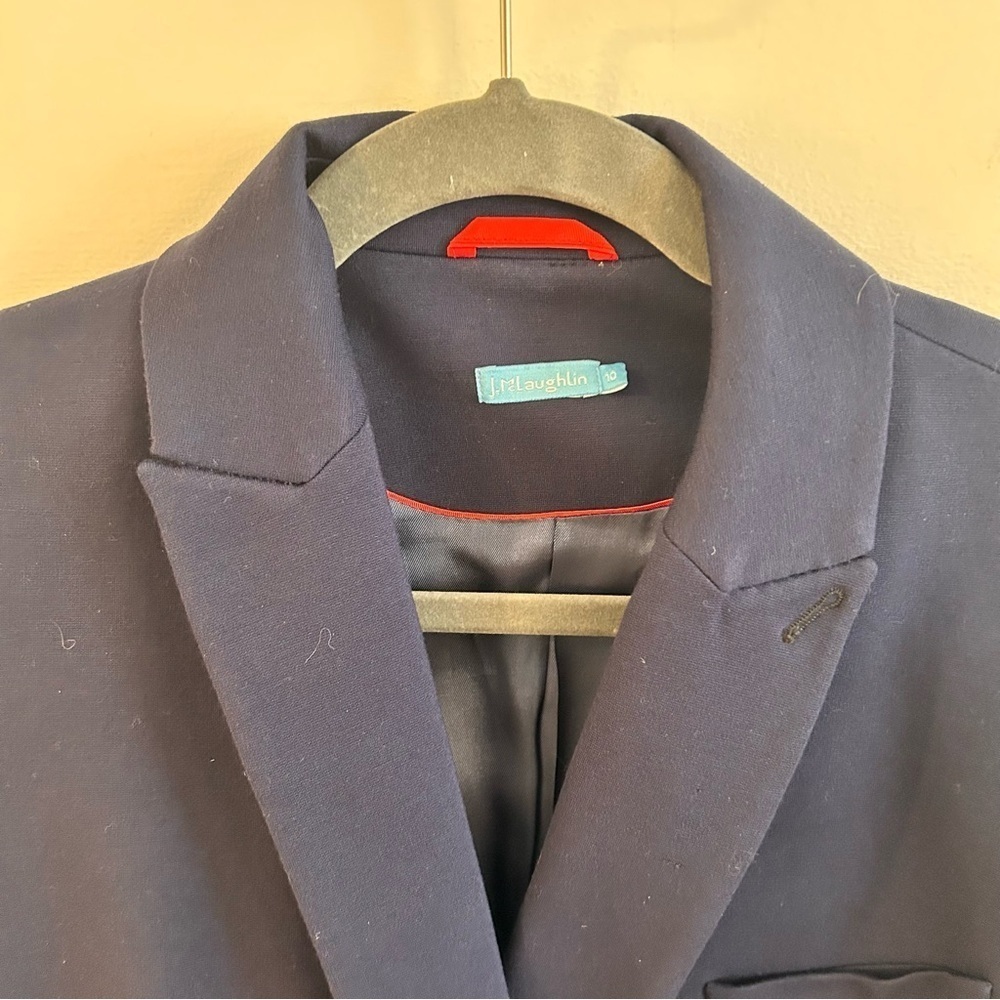 J.Mclaughlin Warrington Blazer Navy Blue Women's Blazer red collar - Picture 4 of 9